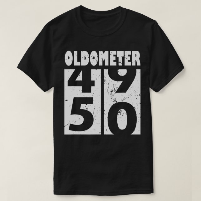 Camiseta Oldometer 50 Funny 50º Aniversário Presente 49-50  (Frente do Design)