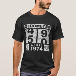 Camiseta oldômetro 50, abril 1974 Divertido Aniversário Old