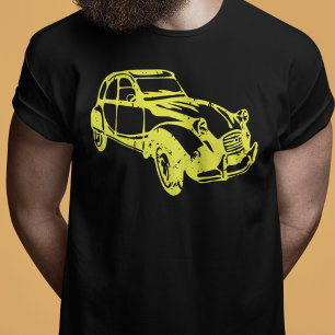Camiseta Oldtimer 2cv Ente Linienzeichnung Gelb