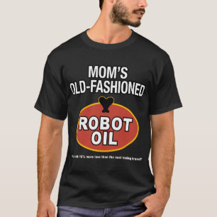 Camiseta óleo antiquado do robô da mãe
