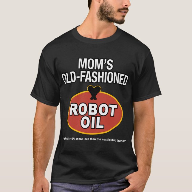 Camiseta óleo antiquado do robô da mãe (Frente)