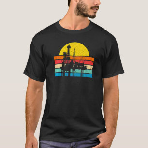Camiseta Óleo Retro Poço Pumpjack Oilfield Trabalhador De P