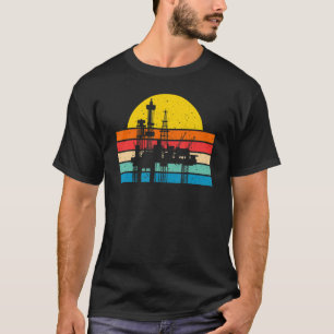 Camiseta Óleo Retro Poço Pumpjack Oilfield Trabalhador De P