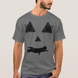 Camiseta Olhais de gato de abóbora do Halloween jack ou fac