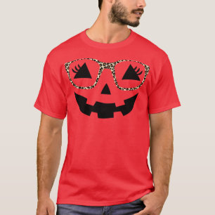 Camiseta Olhais de rosto de abóbora de Halloween óculos-leo