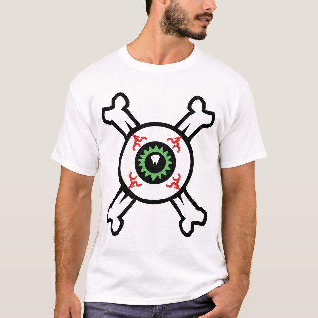 Camiseta Olhais e Crossbones para fundos leves (Frente)