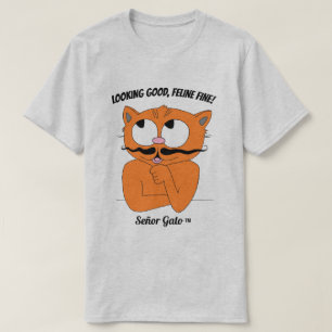 Camiseta "OLHANDO BEM, FELINO FINE!" Piada Divertida de Gat
