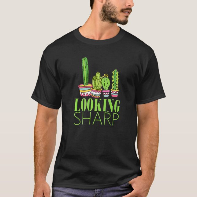 Camiseta Olhando Para O Cactus Sharp Para Homens Mulheres F (Frente)