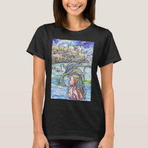 Camiseta Olhando para trás Fantasia, Mermaid Art