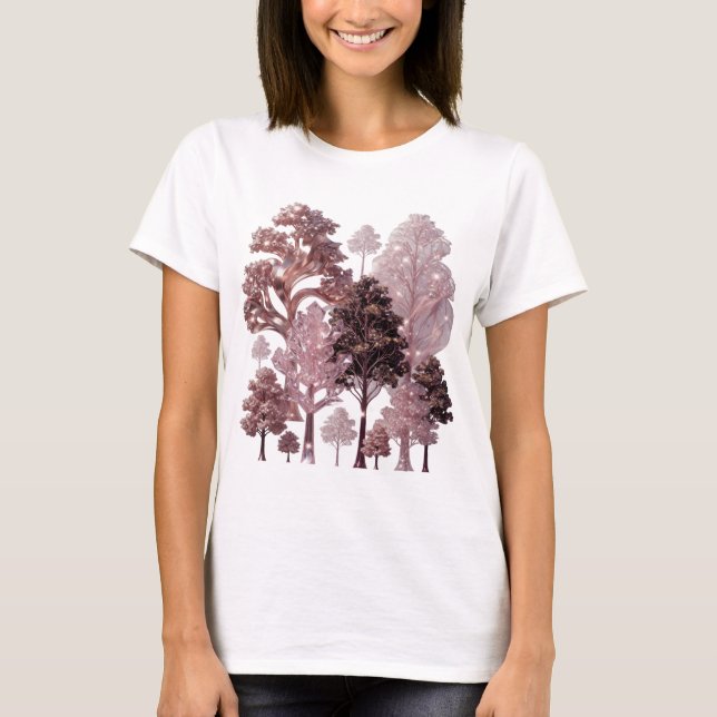 Camiseta Olhar Cativante Floresta Cor-de-Rosa Prat (Frente)