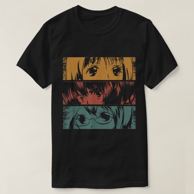 Camiseta Olhar de Anime Design Estético Retro (Frente do Design)