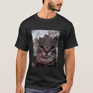 Camiseta Olhar de Mil Jardas Meme de Gato Soldado Engraçado