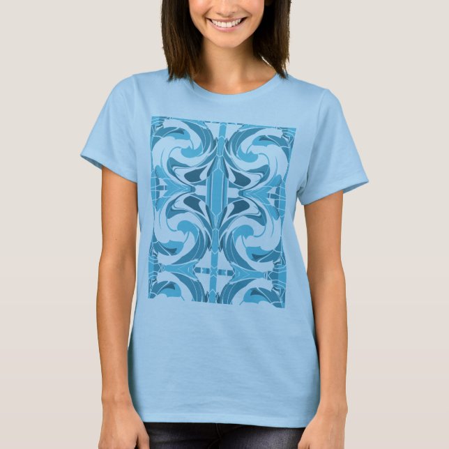 Camiseta Olhar do Mosaico Mediterrâneo Turquesa Aqua Swirli (Frente)