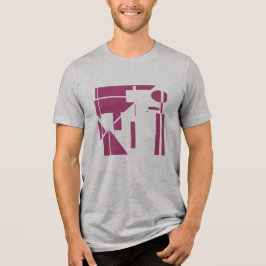 Camiseta Olhar em Formas de Borgonha Abstrato Geométrica