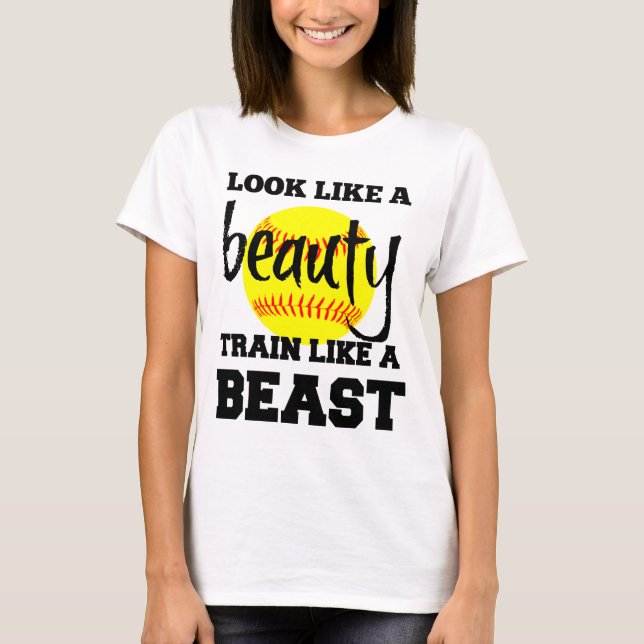 CAMISETA OLHE COMO UM TREM DA BELEZA DO SOFTBALL COMO UM (Frente)