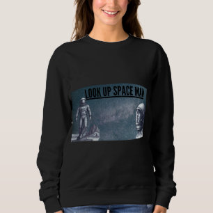 Camiseta Olhe para Cima Espaço Homem Vintage Retro Astronau