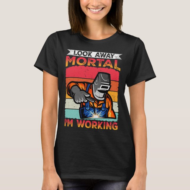 Camiseta Olhe para longe mortal, estou trabalhando Flame Me (Frente)