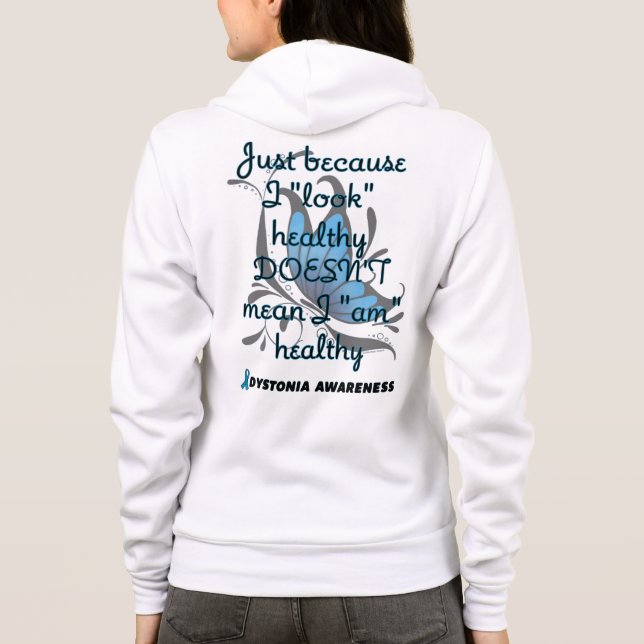 Camiseta "Olhe" saudável/borboleta... distonia (Verso)
