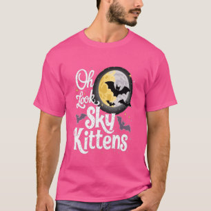 Camiseta Olhe Sky Kittens Dia de as Bruxas engraçado Bat Lo
