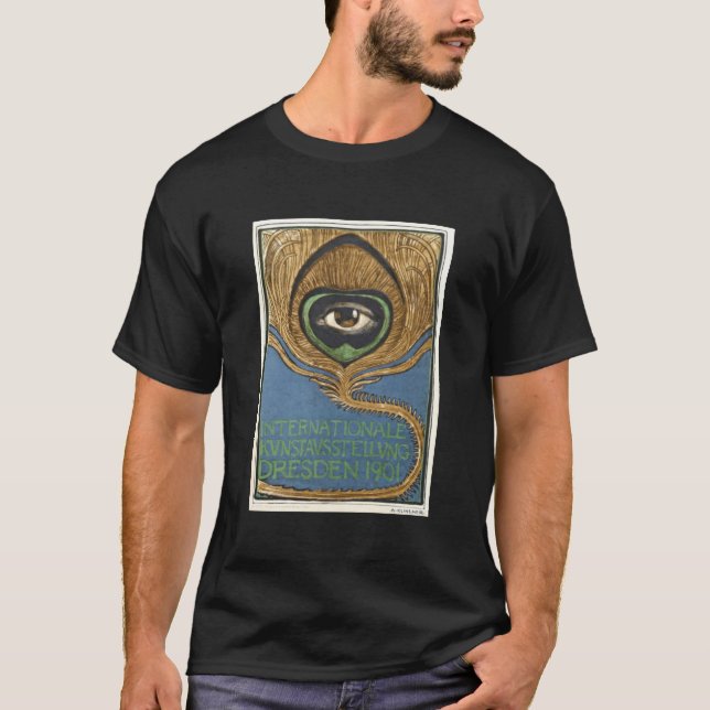 Camiseta Olho 1901 da pena do pavão de Nouveau da arte do (Frente)