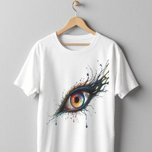 Camiseta Olho Abstrato artístico com pintura colorida