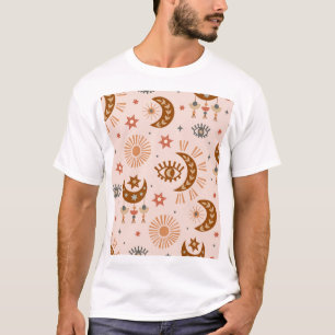 Camiseta Olho celestial, lua, padrão solar.