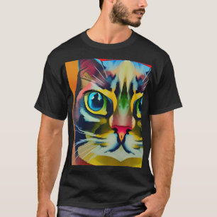 Camiseta Olho colorido de gato, abstrato tocando vozes gati