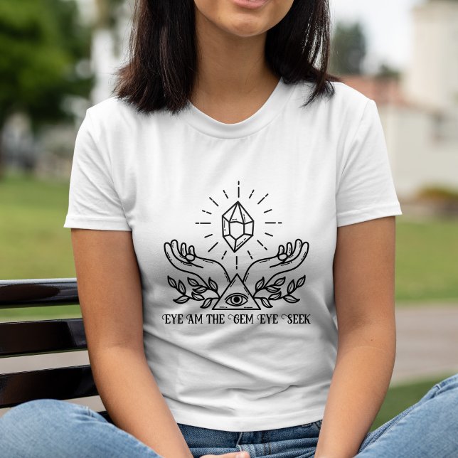 Camiseta Olho Estou Místico Mãos De Gemstone E Pirâmide (Eye Am Mystical Gemstone Hands & Pyramid Tri-Blend Shirt)