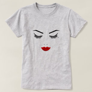 Camiseta Olho Mole Bela Rostos Lashes e Lábios Vermelhos Ma