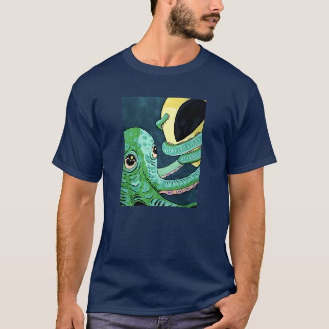 Camiseta Olho no olho - polvo e alienígena (Frente)