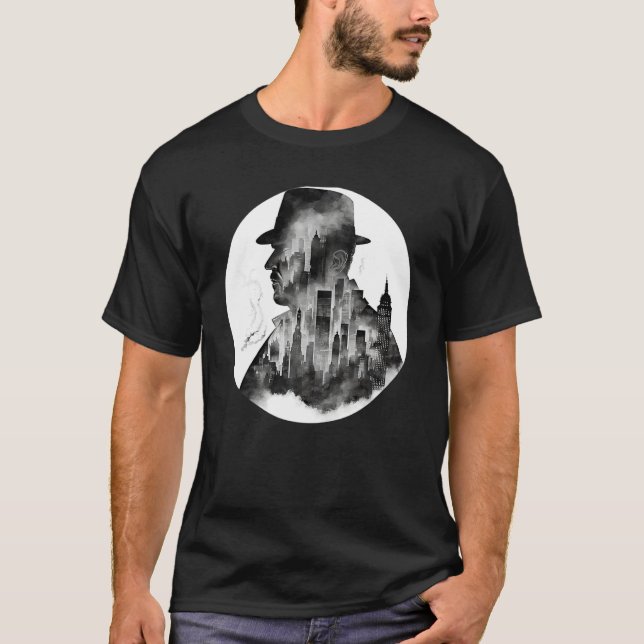 Camiseta Olho Privado legal Ou Detetive Silhouette, Nova Io (Frente)