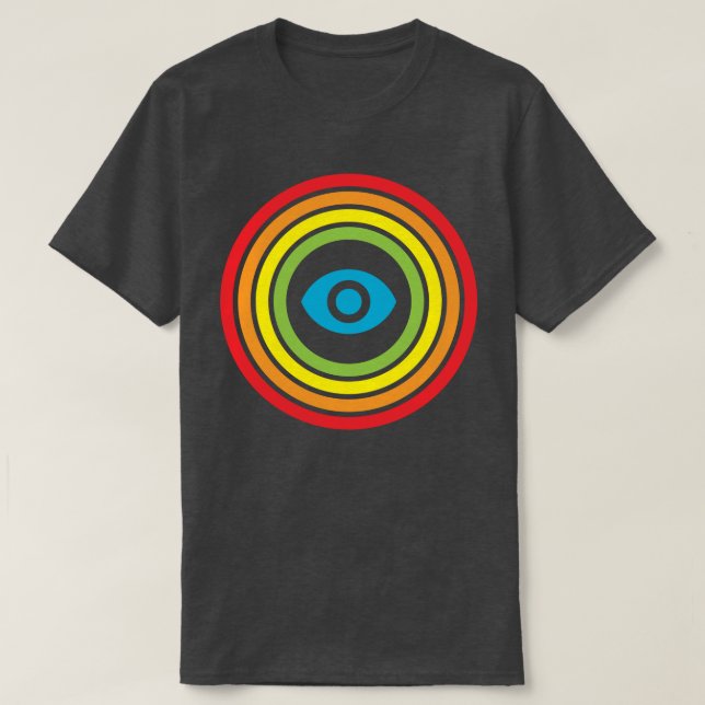 Camiseta olho retro da visibilidade do arco-íris (Frente do Design)