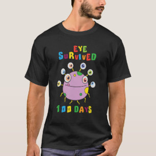Camiseta Olho Sobreviveu ao 100º dia de escola Fofo para c