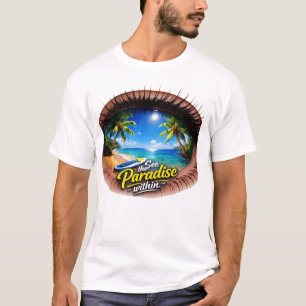Camiseta Olho Surreal do Paraíso da Praia Gráfico de Paddle