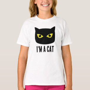 Camiseta Olhos amarelos negros do Halloween Eu sou um gato