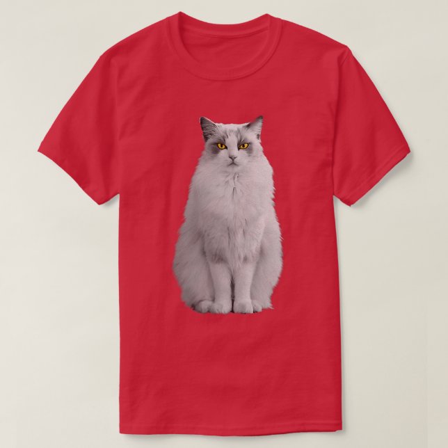 Camiseta Olhos Amarelos Retratos de CAT Branco (Frente do Design)