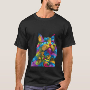 Camiseta olhos azuis e coloridos de gato para gatos gatinho