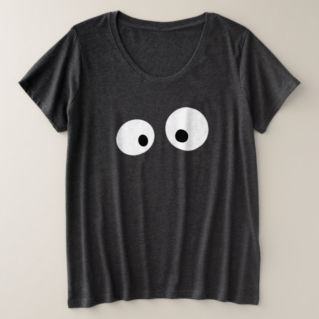 Camiseta olhos brancos bonitos, divertidos e bonitos com pu (Frente do Design)