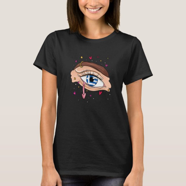 Camiseta Olhos com bandeira grega para Pessoas e Grécias gr (Frente)