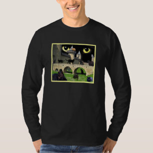 Camiseta Olhos De Gato Da Cidade Do gatinho Na Noite