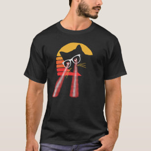Camiseta Olhos de Laser de Gato Hipster Doce Angustiado Sol