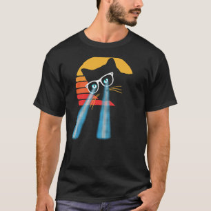 Camiseta Olhos de Laser de Gato Hipster Doce Angustiado Sol