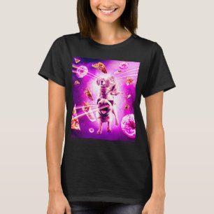 Camiseta Olhos de Laser Gato Espacial Cavalgando Pug de Cac