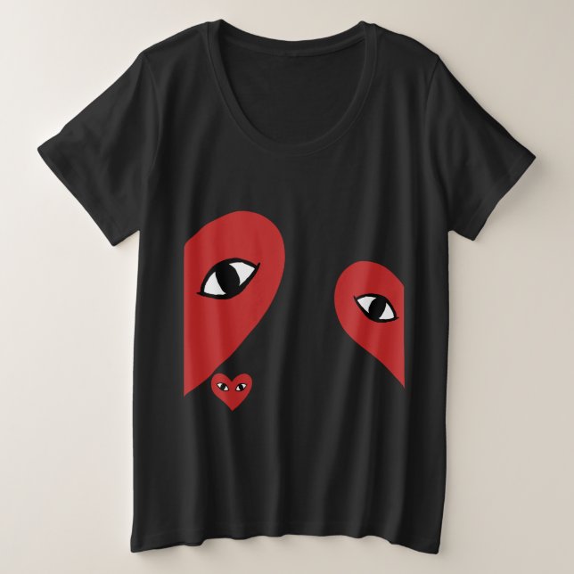 Camiseta Olhos do Coração de Amor com Rosto Vermelho (Frente do Design)