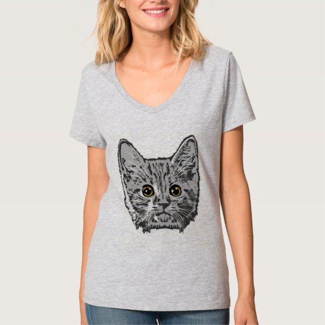 Camiseta Olhos do gatinho em Amarelo (Frente)