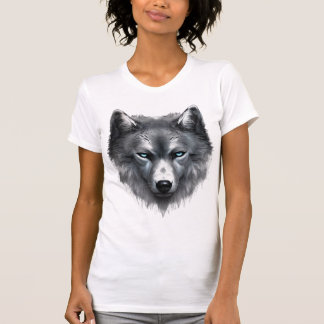 Camiseta Olhos do Lobo Ajustado fino das mulheres