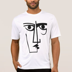 Camiseta Olhos Irritados Expressão Abstrato Mulher da Linha
