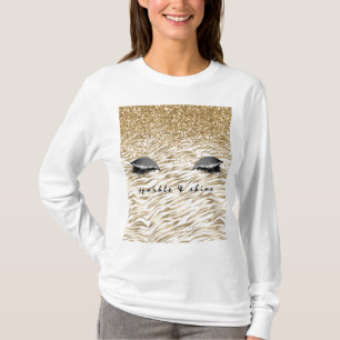 Camiseta Olhos Luminosos para Impressão de Zebra Dourada