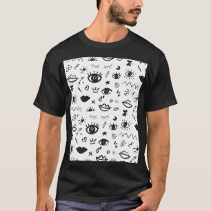 Camiseta Olhos Motif: Padrão de Vintage da Tendy