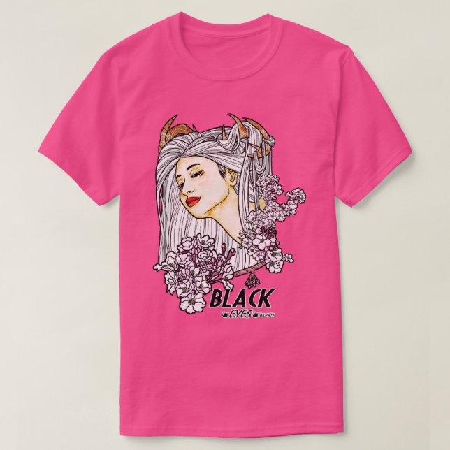 Camiseta Olhos Negros Rosa (Frente do Design)